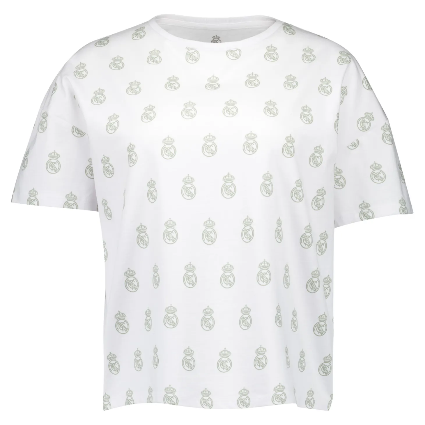 Damen Real Madrid Weiße Träume Pyjama Set T-Shirt & Shorts Grün mit gedrucktem Wappen | OSDM Discount