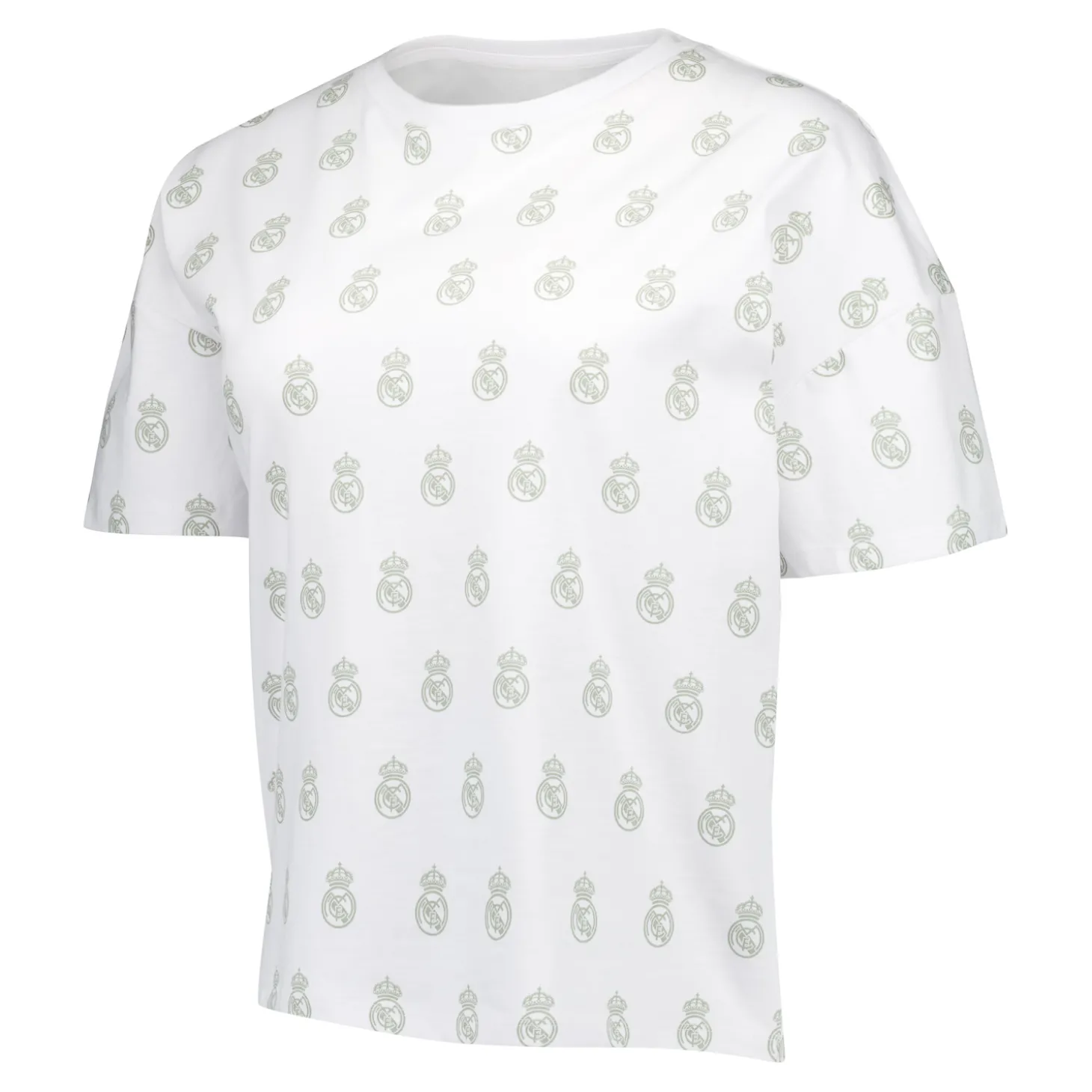 Damen Real Madrid Weiße Träume Pyjama Set T-Shirt & Shorts Grün mit gedrucktem Wappen | OSDM Discount