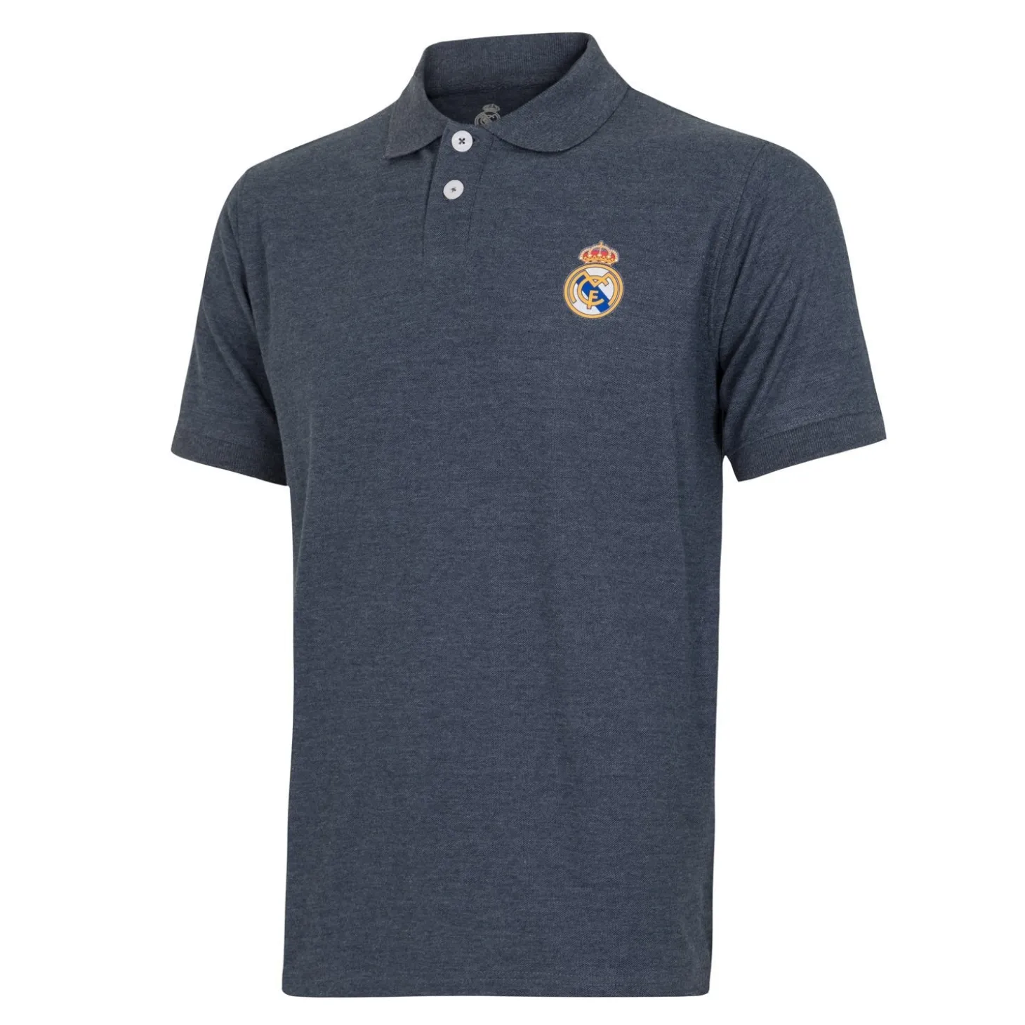 Herren Essentials Poloshirt mit farbigem Wappen Blau-Melange | T&F Best