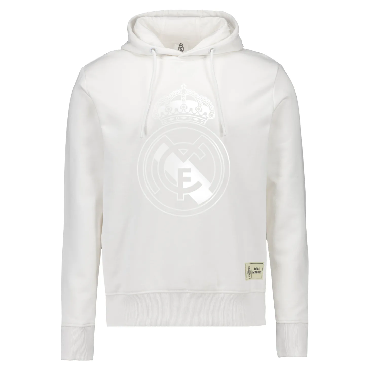 Herren Hoodie Blackout Wappen Weiß Real Madrid | MBA Solutions Fashion