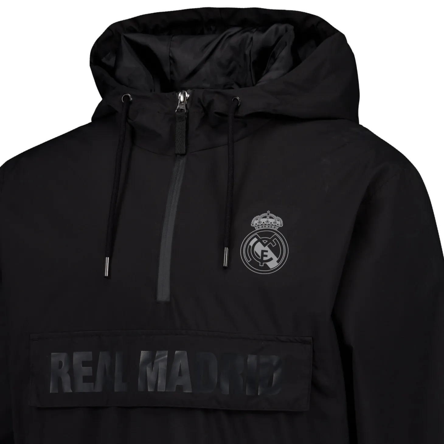 Herren Outerwear Leichter Anorak mit Kapuze Real Madrid Schwarz | MBA Solutions Discount