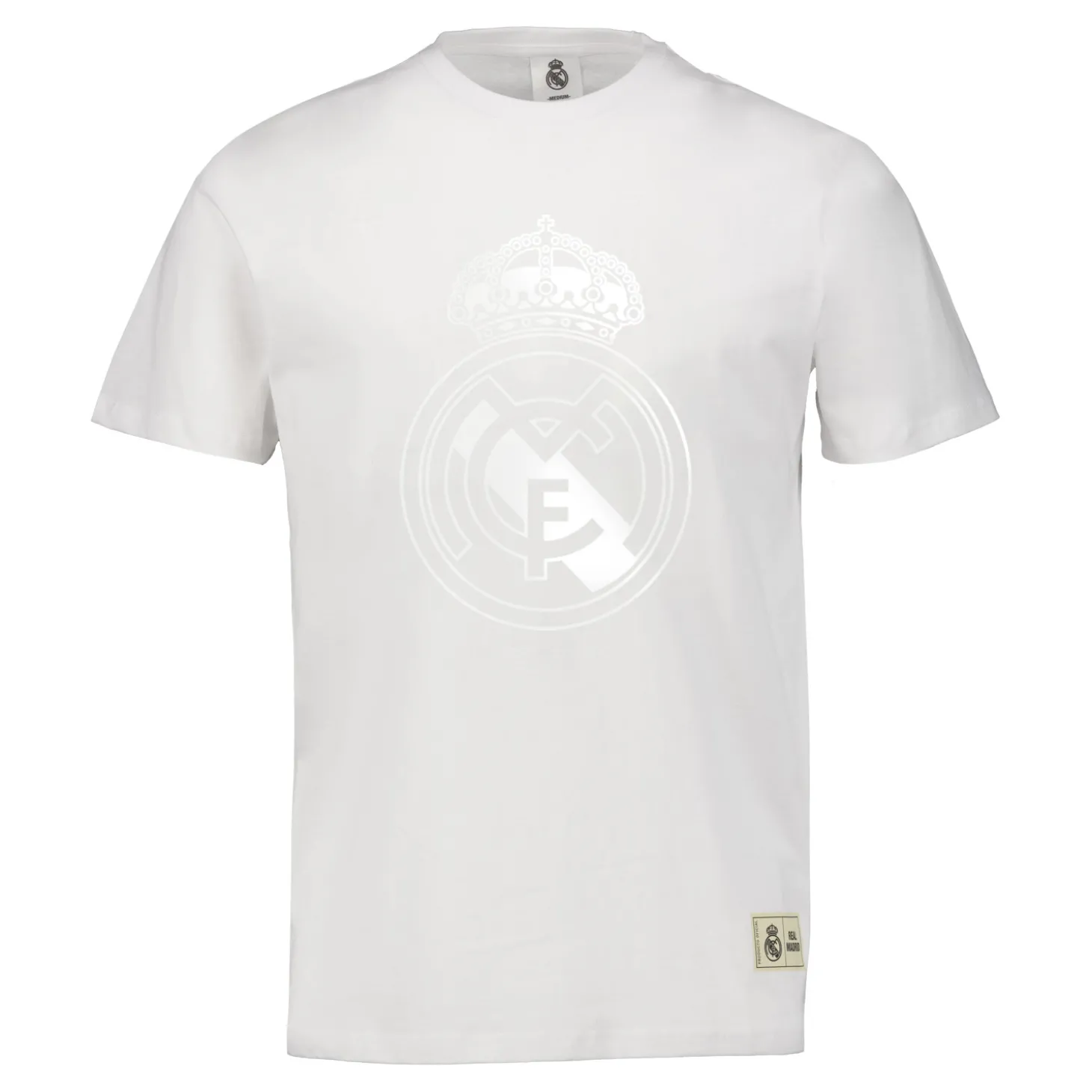 Herren T-Shirt Blackout Wappen Weiß Real Madrid | MBA Solutions Clearance