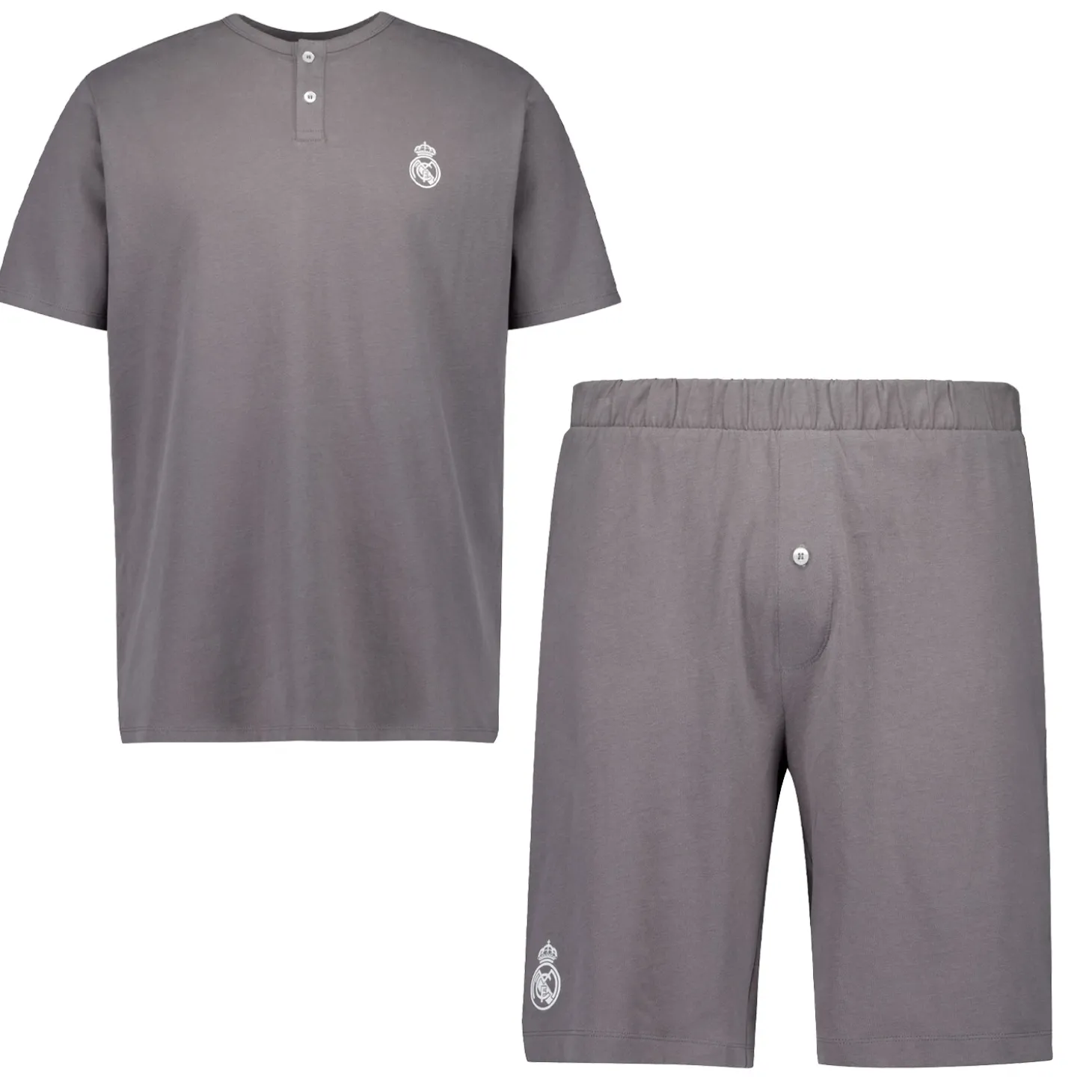 Pyjama-Set für Herren Real Madrid Weiße Träume Henley Shorts Grau | OSDM Best