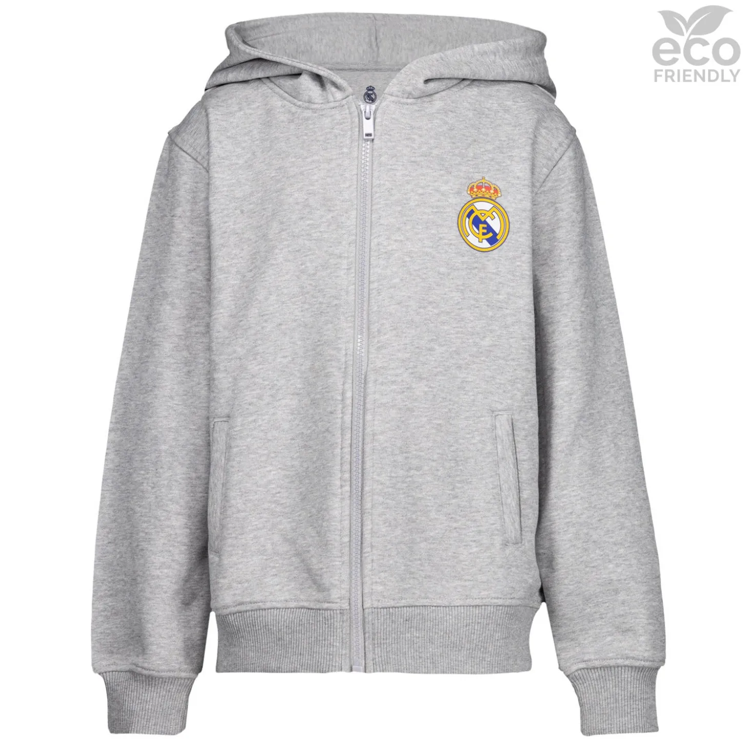 Sweatshirt Hoodie Zipper Kids ECO Essentials Real Madrid Graues Schild | OSDM Online