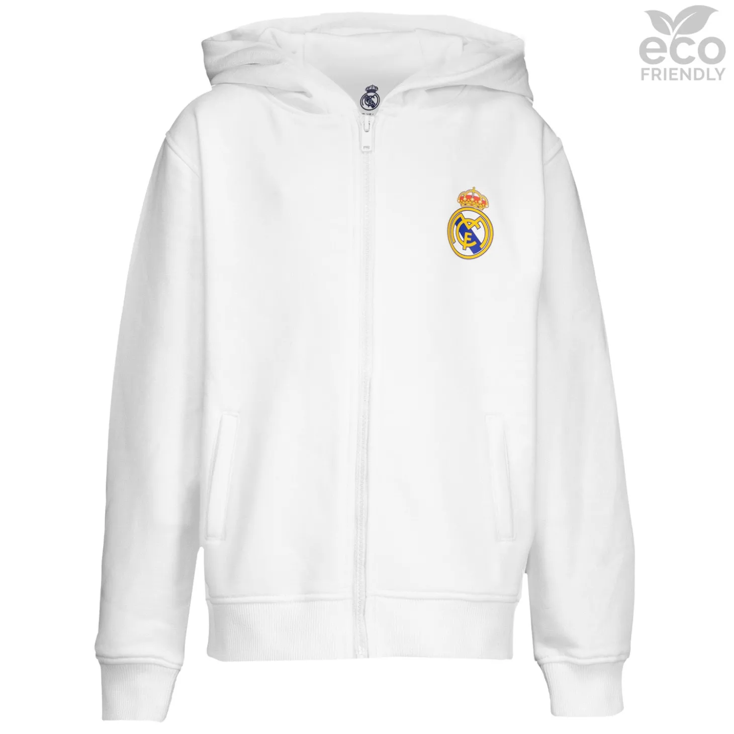 Sweatshirt Hoodie Zipper Kids ECO Essentials Real Madrid Schild Weiß | OSDM Shop