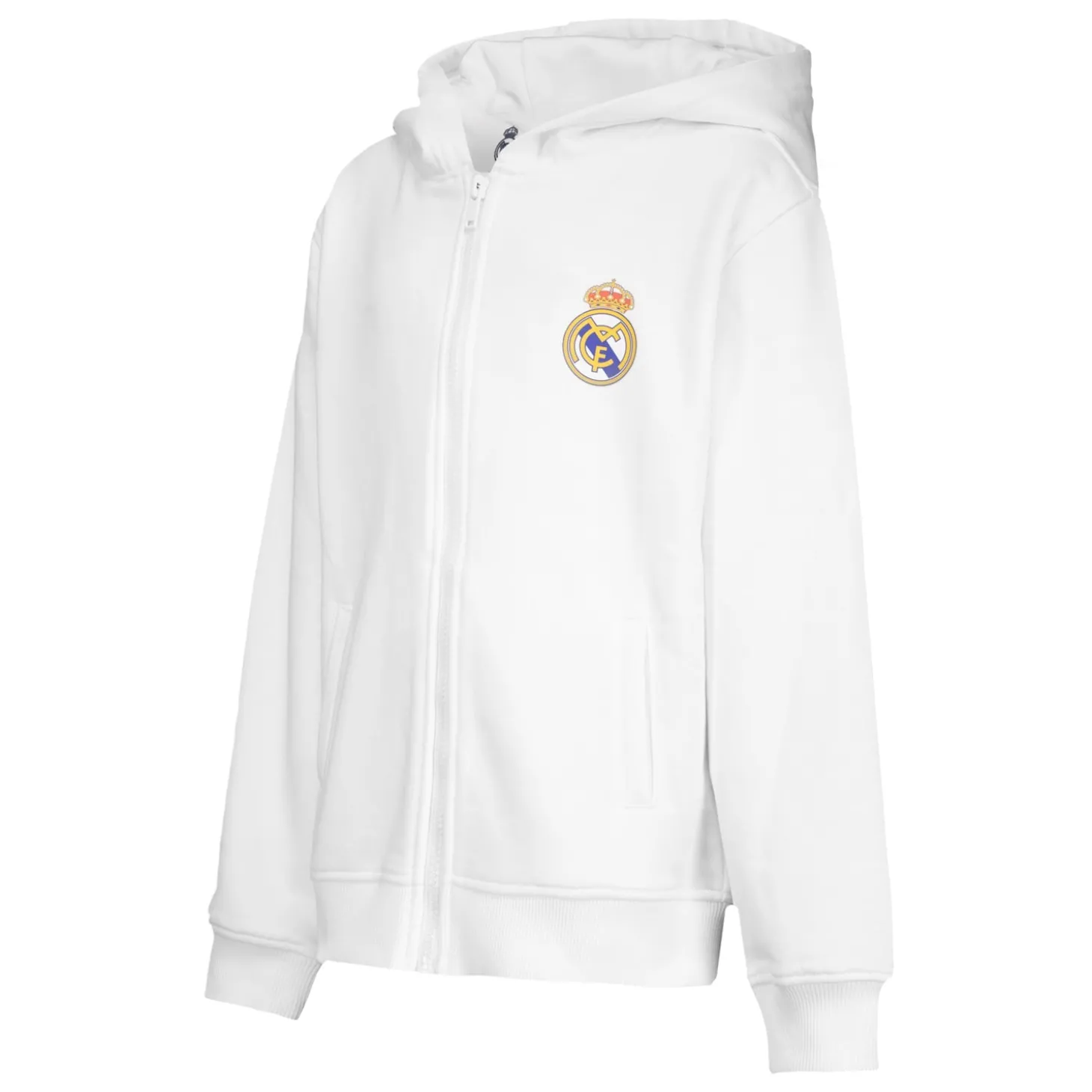 Sweatshirt Hoodie Zipper Kids ECO Essentials Real Madrid Schild Weiß | OSDM Shop